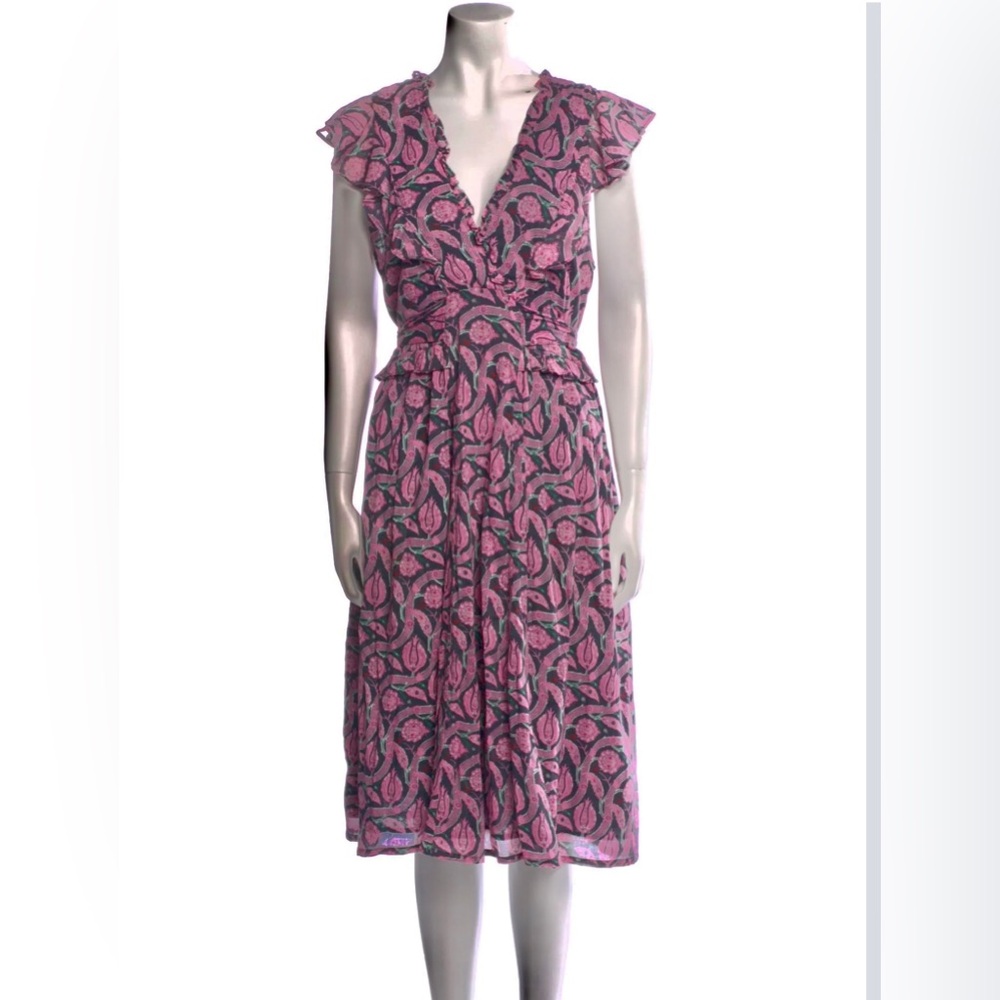 Banjanan Pink and Black Ruffled Tiered Midi Dress